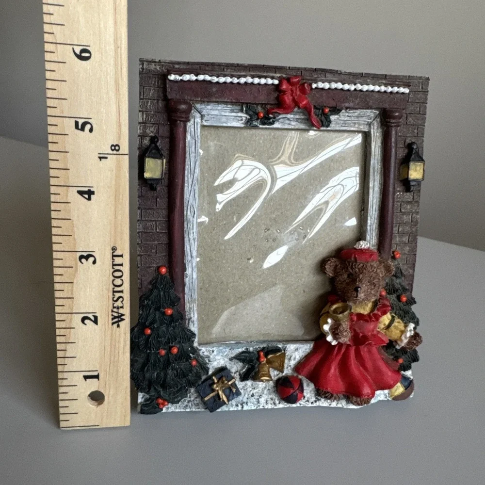 Vtg Christmas Resin 3D Picture Frame Mama Bear Gift Photo 3.5x5 Plastic Cover
